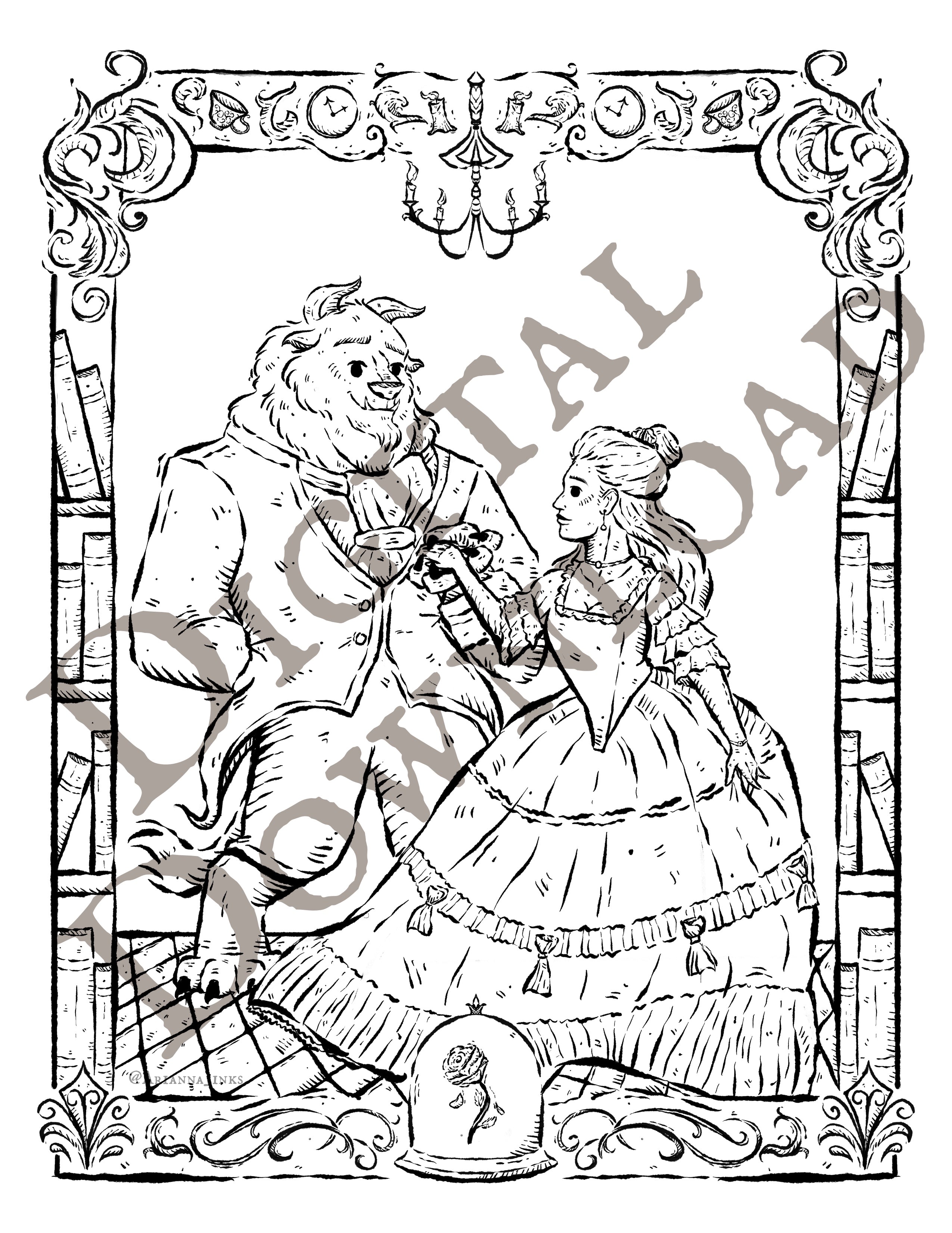 As Old As Time Coloring Page [DIGITAL DOWNLOAD]